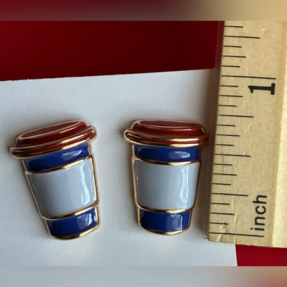 KATE SPADE Earrings,kate spade Red and Blue Coffee Cup Earrings